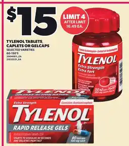 Loblaws TYLENOL TABLETS, CAPLETS OR GELCAPS, 60-150'S offer