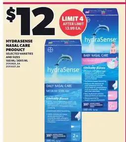 Loblaws HYDRASENSE NASAL CARE PRODUCT, 100 ML / 3OX5 ML offer