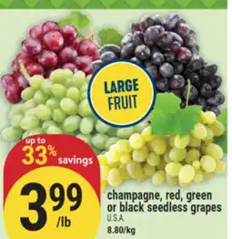 Marché Adonis champagne, red, green or black seedless grapes offer