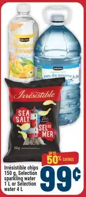 Marché Adonis Irrésistible chips 150 g, Selection sparkling water 1 L or Selection water 4 L offer