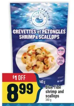 Marché Adonis Blue-Tide shrimp and scallops offer