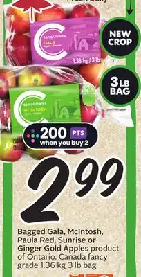 Sobeys Bagged Gala, McIntosh, Paula Red, Sunrise or Ginger Gold Apples offer