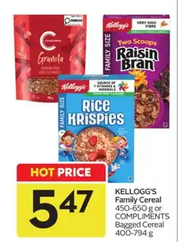 Sobeys KELLOGG'S Family Cereal 450-650 g or COMPLIMENTS Bagged Cereal 400-794 g offer