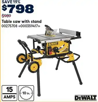 RONA DEWALT Table saw with stand offer