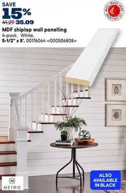RONA METRIE 5-1/2 x 8'. MDF shiplap wall panelling offer