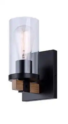 RONA All Ella lighting, Matte black and brown wood finish offer