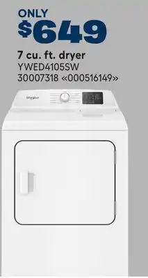 RONA Whirlpool 7 cu. ft. dryer offer