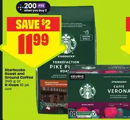 FreshCo Starbucks Roast and Ground Coffee 340 g or K-Cups offer