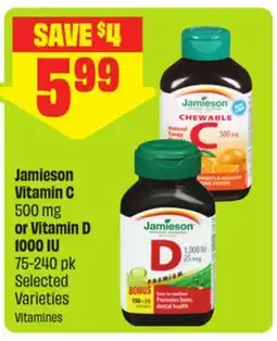 FreshCo Jamieson Vitamin C 500 mg or Vitamin D 1000 IU 75-240 pk Selected Varieties offer