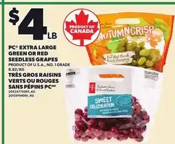 Independent Grocer PC EXTRA LARGE GREEN OR RED SEEDLESS GRAPES offer
