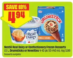 FreshCo Nestlé Real Dairy or Confectionery Frozen Desserts 1.5 L, Drumsticks or Novelties 4-10 pk 55-140 ml offer