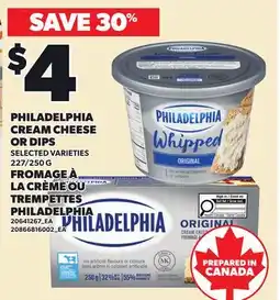 Independent Grocer PHILADELPHIA CREAM CHEESE OR DIPS, 227/250 G offer