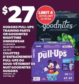Independent Grocer HUGGIES PULL-UPS TRAINING PANTS OR GOODNITES NIGHTTIME UNDERWEAR 24-74'S offer