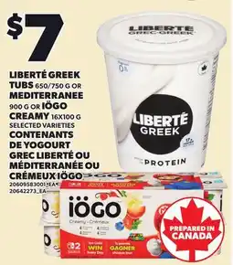 Independent Grocer LIBERTÉ GREEK TUBS, 650/750 G OR MEDITERRANEE, 900 G OR IÖGO CREAMY offer