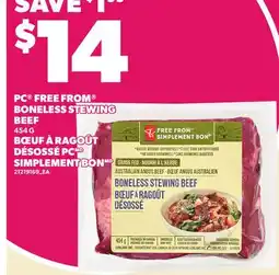 Independent Grocer PC FREE FROM BONELESS STEWING BEEF offer