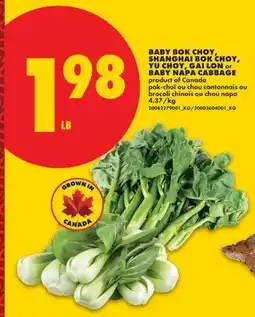 No Frills BABY BOK CHOY SHAN BAI CAI CHOI, YU CHOY GAI LON or BABY NAPA CABBAGE offer