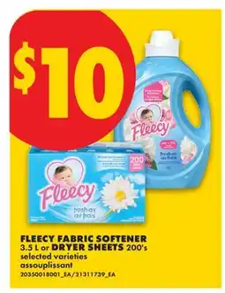 No Frills FLEECY FABRIC SOFTENER, 3.5 L or DRYER SHEETS, 200's offer