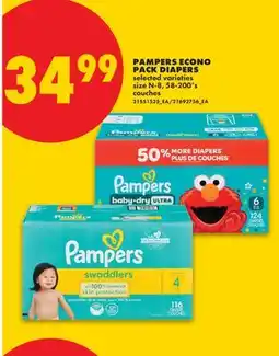 No Frills PAMPERS ECONO PACK DIAPERS, 58-200's offer