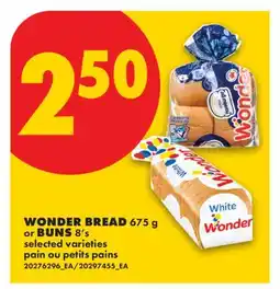 No Frills WONDER BREAD, 675 g or BUNS, 8's offer