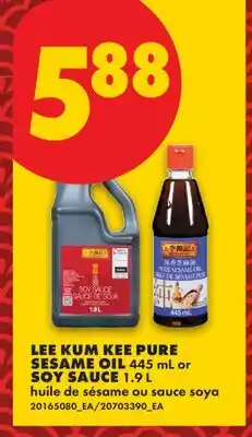 No Frills LEE KUM KEE PURE SESAME OIL 445 mL or SOY SAUCE 1.9 L offer