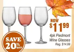 Oxford Mills 4pk Piedmont Wine Glasses offer