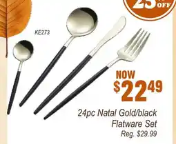 Oxford Mills 24pc Natal Gold/black Flatware Set offer
