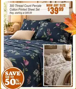 Oxford Mills 300 Thread Count Percale Cotton Printed Sheet Set offer