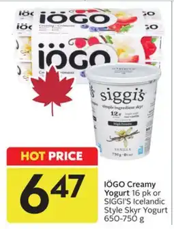 Sobeys Creamy Yogurt 16 pk or Icelandic Style Skyr Yogurt offer