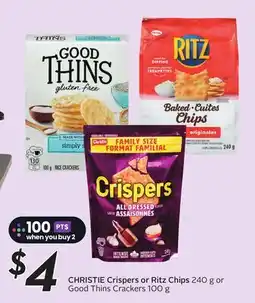 Sobeys Crispers or Ritz Chips 240 g or Good Thins Crackers 100 g - Big Earn offer