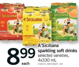 Fortinos A'SICILIANA SPARKLING SOFT DRINKS offer