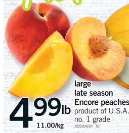 Fortinos LARGE LATE SEASON ENCORE PEACHES offer