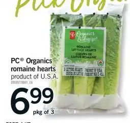 Fortinos PC ORGANICS ROMAINE HEARTS, pkg of 3 offer