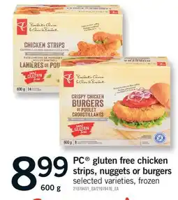 Fortinos PC GLUTEN FREE CHICKEN STRIPS, NUGGETS OR BURGERS offer