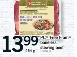 Fortinos PC FREE FROM BONELESS STEWING BEEF offer