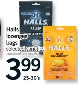 Fortinos HALLS LOZENGES BAGS, 25-30'S offer