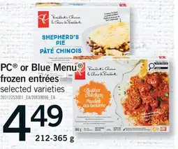 Fortinos PC OR BLUE MENU FROZEN ENTRÉES offer