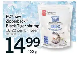 Fortinos PC RAW ZIPPERBACK BLACK TIGER SHRIMP, 16-20 per lb offer