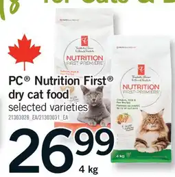 Fortinos PC NUTRITION FIRST DRY CAT FOOD offer