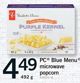 Fortinos PC BLUE MENU MICROWAVE POPCORN offer