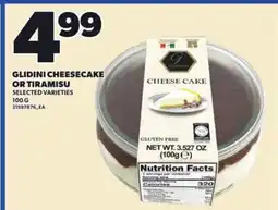 Loblaws GLIDINI CHEESECAKE OR TIRAMISU offer