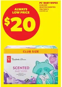 Real Canadian Superstore PC BABY WIPES, 768/1200'S offer