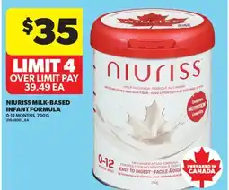 Real Canadian Superstore NIURISS MILK-BASED INFANT FORMULA, 0-12 MONTHS offer