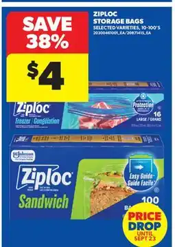 Real Canadian Superstore ZIPLOC STORAGE BAGS, 10-100'S offer