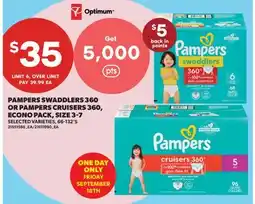 Real Canadian Superstore PAMPERS SWADDLERS 360 OR PAMPERS CRUISERS 360, ECONO PACK, SIZE 3-7, 66-132'S offer