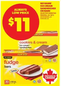 Real Canadian Superstore NO NAME ICE CREAM SANDWICHES OR BARS, 24/30'S offer
