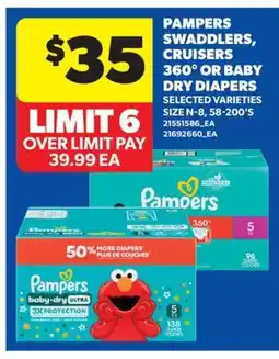 Real Canadian Superstore PAMPERS SWADDLERS, CRUISERS 360° OR BABY DRY DIAPERS, 58-200'S offer