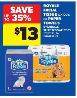 Real Canadian Superstore ROYALE FACIAL TISSUE, 12X100'S OR PAPER TOWELS, 6=12 ROLLS offer