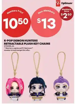 Real Canadian Superstore K-POP DEMON HUNTERS RETRACTABLE PLUSH KEY CHAINS offer