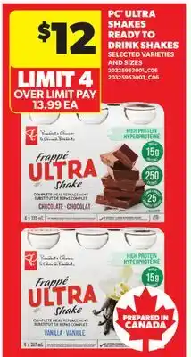 Real Canadian Superstore PC ULTRA SHAKES READY TO DRINK SHAKES offer