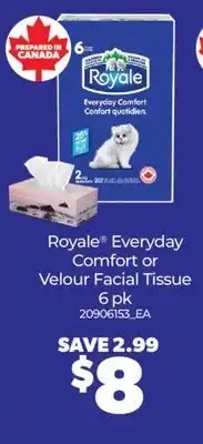 Real Canadian Superstore ROYALE EVERYDAY COMFORT OR VELOUR FACIAL TISSUE offer
